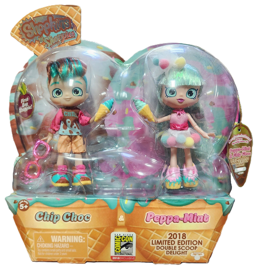 2018 Shopkins Shoppies Peppa Mint & Chip Choc Double Scoop Delight Exclusive Doll